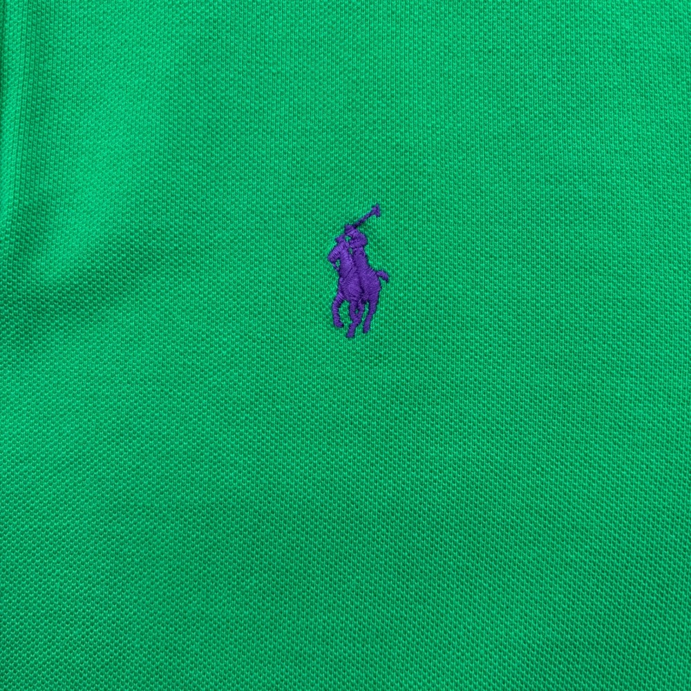 Polo Ralph Lauren Mens XL Green Classic Fit Short Sleeve Pique Polo Purple Pony - Picture 3 of 12